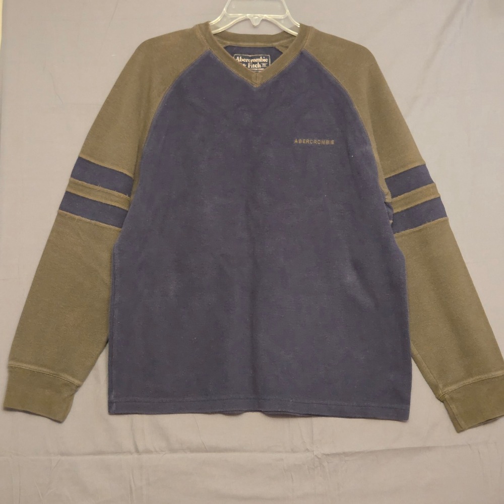 Abercrombie &‎ Fitch Two-Tone Long Sleeve Shirt Mens Size Medium Navy Green